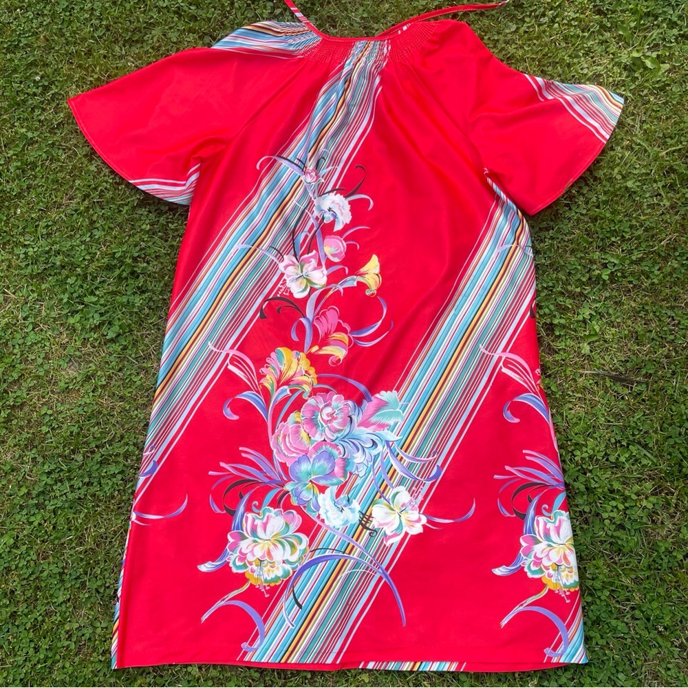 Vintage Caftan Nightgown Large Loud Funky Fun Wild Print Roper Party